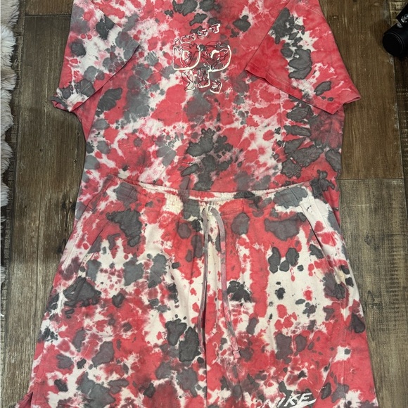 Nike Other - Nike Red and Gray Tie-Dye Shorts & Tee Set XL Shorts & L Tee
